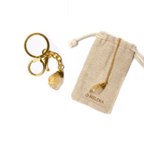 Raw Natural Gold Dipped Crystal Necklace and a Matching Key Chain (Citrine and Tourmaline)